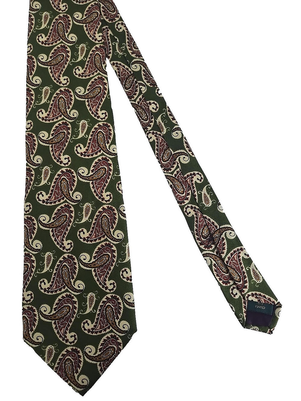 J.Crew Vintage Green Red Paisley Print Silk Neck Tie US Classic Retro Office